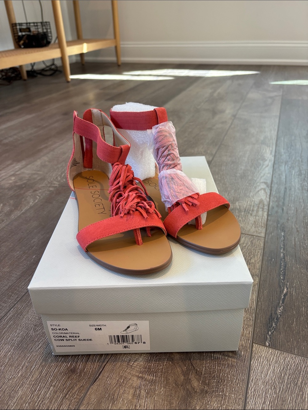 Sole Society Coral Fringe Toe-Loop Sandals